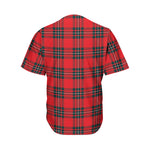 Red Scottish Tartan Pattern Print Men's Baseball Jersey