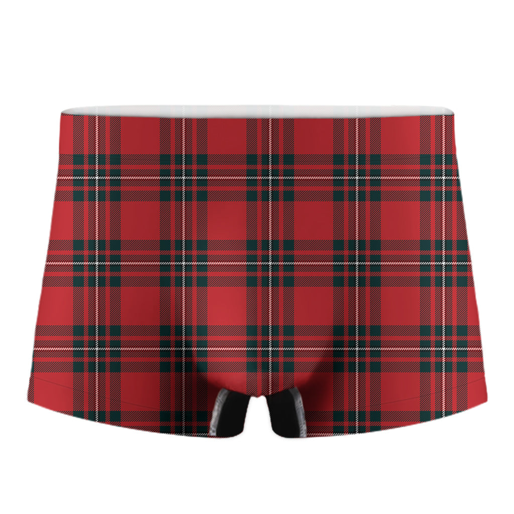 Red Scottish Tartan Pattern Print Men's Boxer Briefs