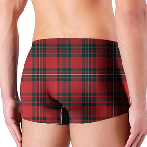 Red Scottish Tartan Pattern Print Men's Boxer Briefs