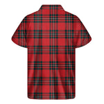 Red Scottish Tartan Pattern Print Men's Short Sleeve Shirt