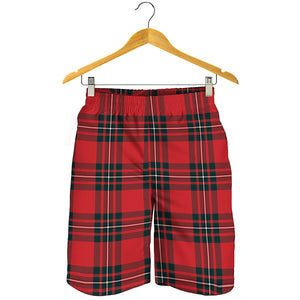 Red Scottish Tartan Pattern Print Men's Shorts