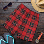 Red Scottish Tartan Pattern Print Men's Shorts