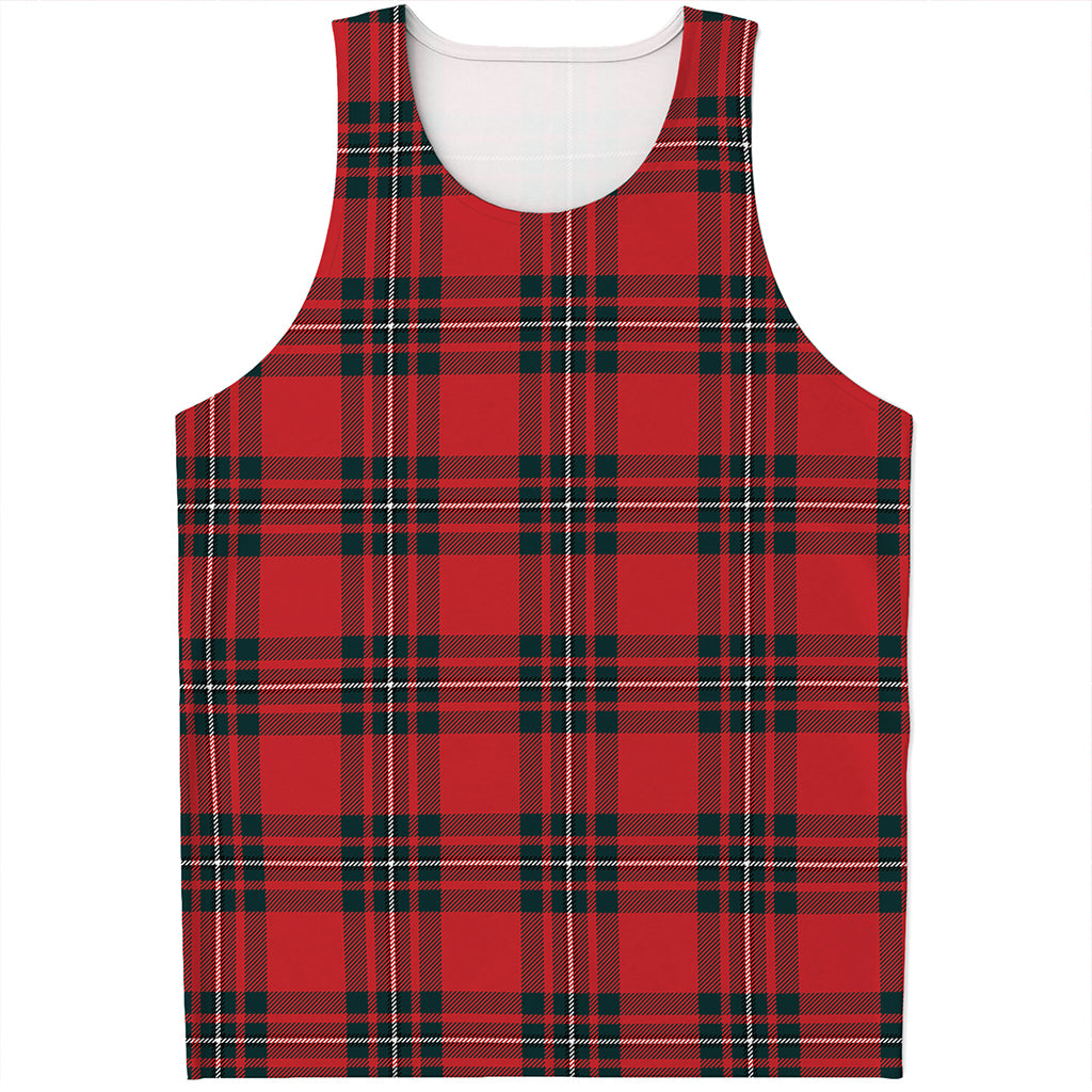Red Scottish Tartan Pattern Print Men's Tank Top