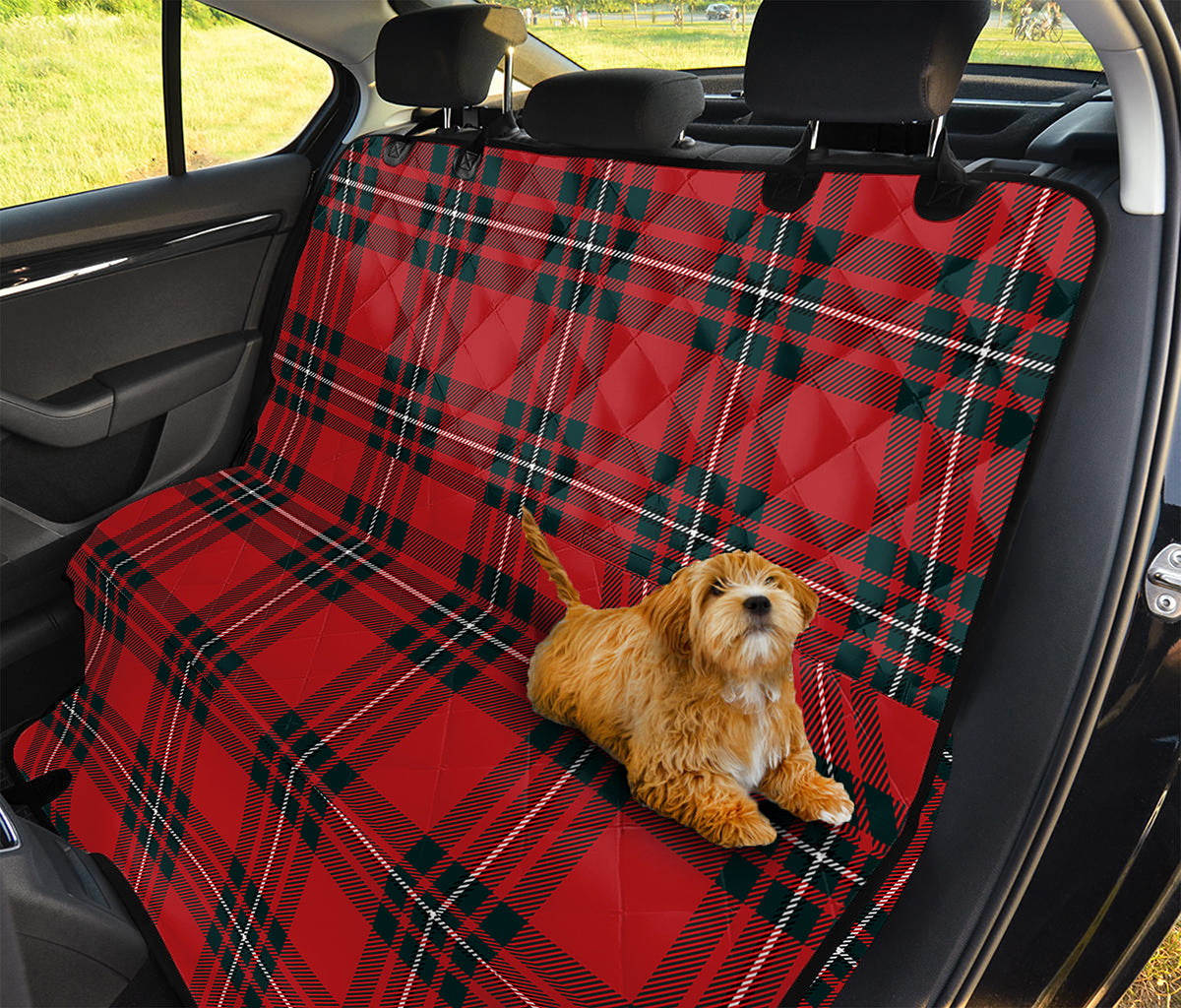 Red Scottish Tartan Pattern Print Pet Car Back Seat Cover