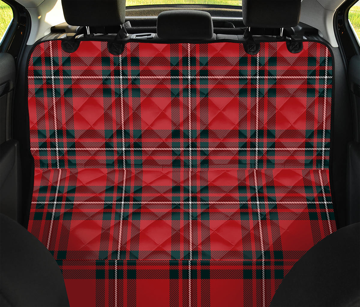 Red Scottish Tartan Pattern Print Pet Car Back Seat Cover