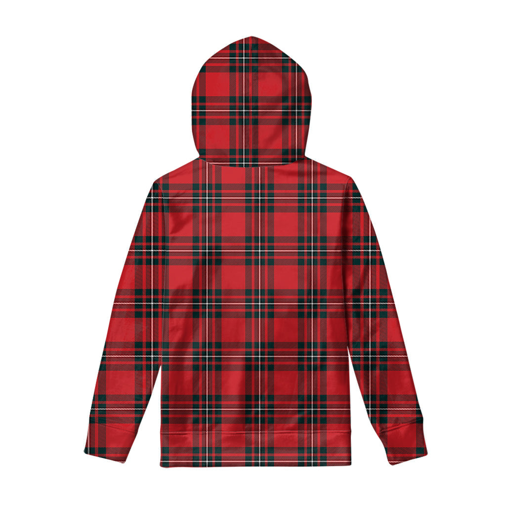 Red Scottish Tartan Pattern Print Pullover Hoodie