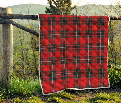 Red Scottish Tartan Pattern Print Quilt