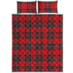 Red Scottish Tartan Pattern Print Quilt Bed Set