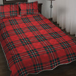 Red Scottish Tartan Pattern Print Quilt Bed Set