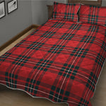 Red Scottish Tartan Pattern Print Quilt Bed Set
