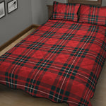 Red Scottish Tartan Pattern Print Quilt Bed Set