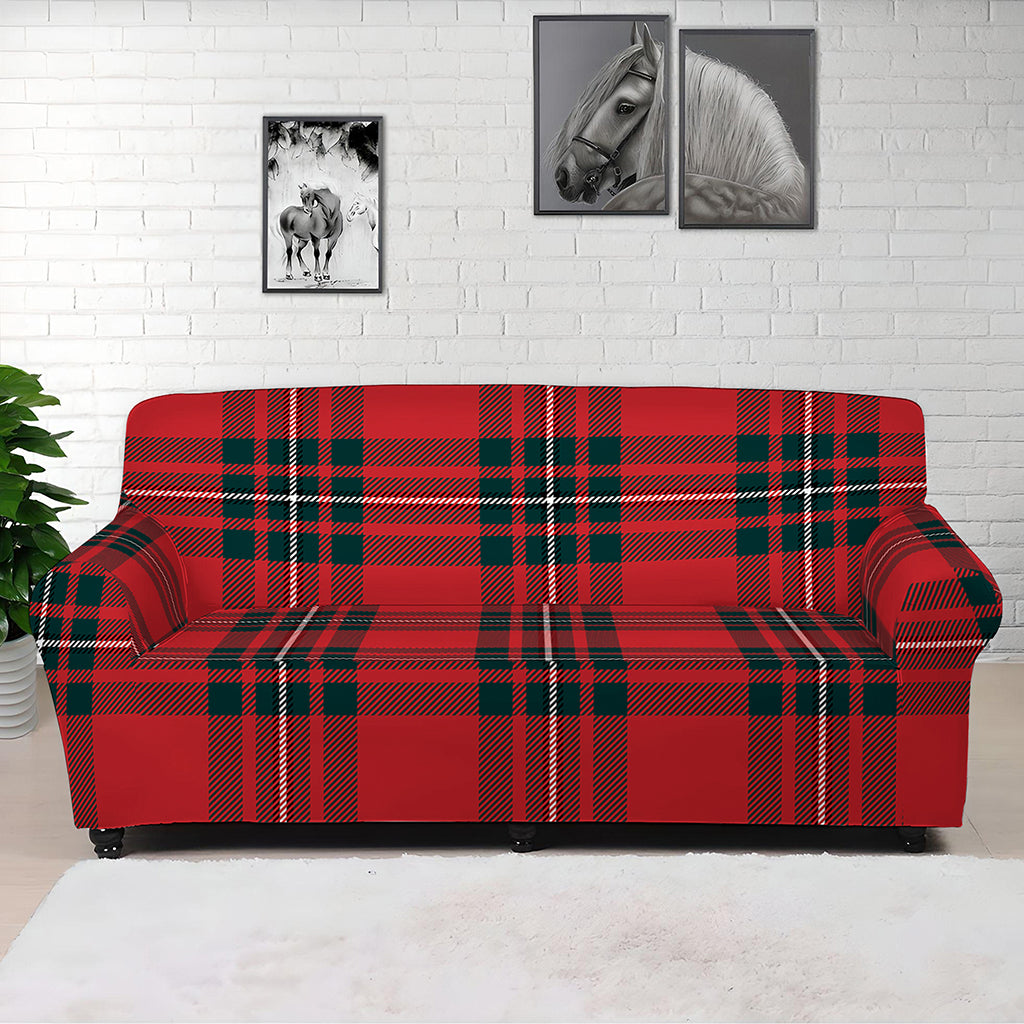 Red Scottish Tartan Pattern Print Sofa Cover