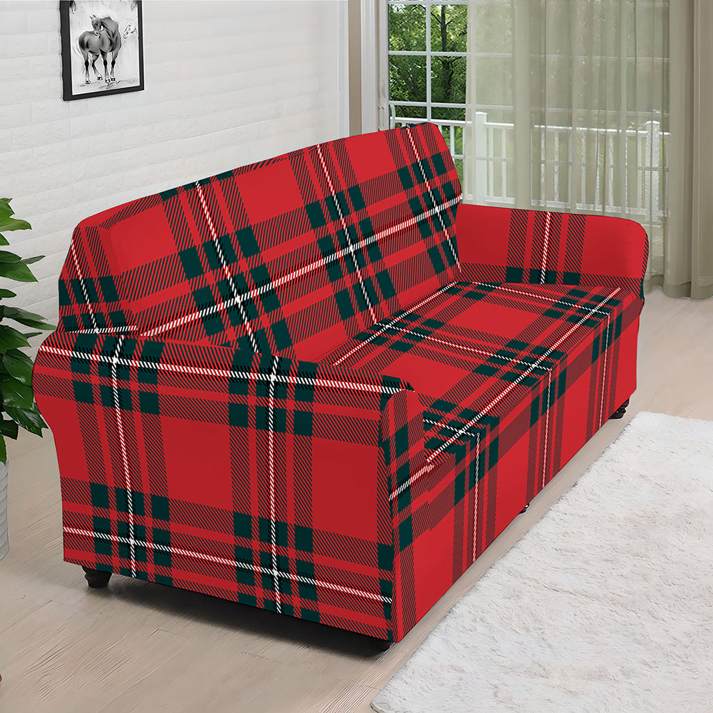 Red Scottish Tartan Pattern Print Sofa Cover