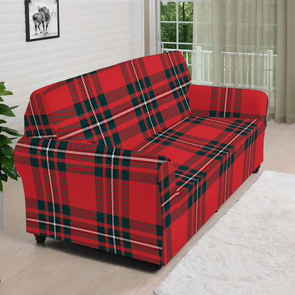 Red Scottish Tartan Pattern Print Sofa Cover