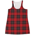 Red Scottish Tartan Pattern Print Women's Racerback Tank Top