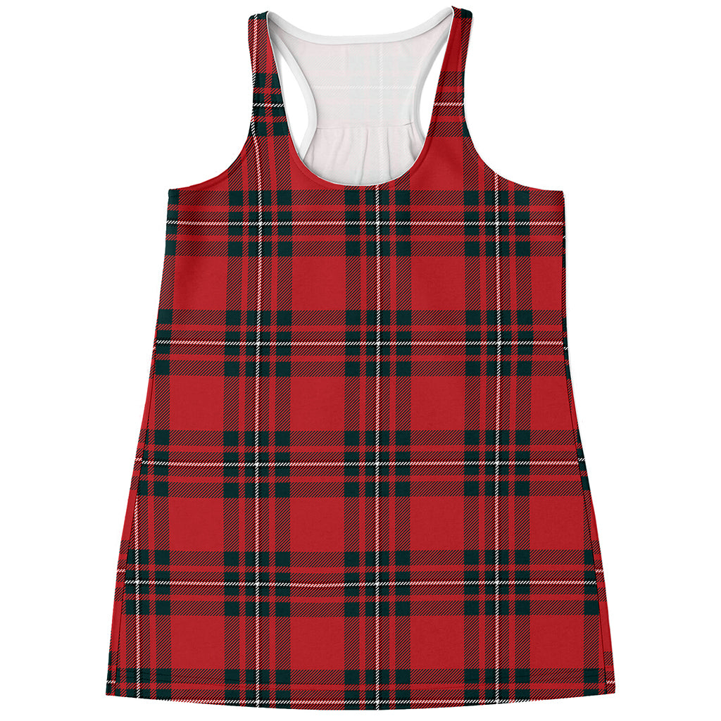 Red Scottish Tartan Pattern Print Women's Racerback Tank Top