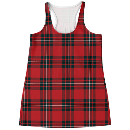 Red Scottish Tartan Pattern Print Women's Racerback Tank Top