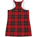 Red Scottish Tartan Pattern Print Women's Racerback Tank Top