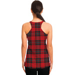 Red Scottish Tartan Pattern Print Women's Racerback Tank Top
