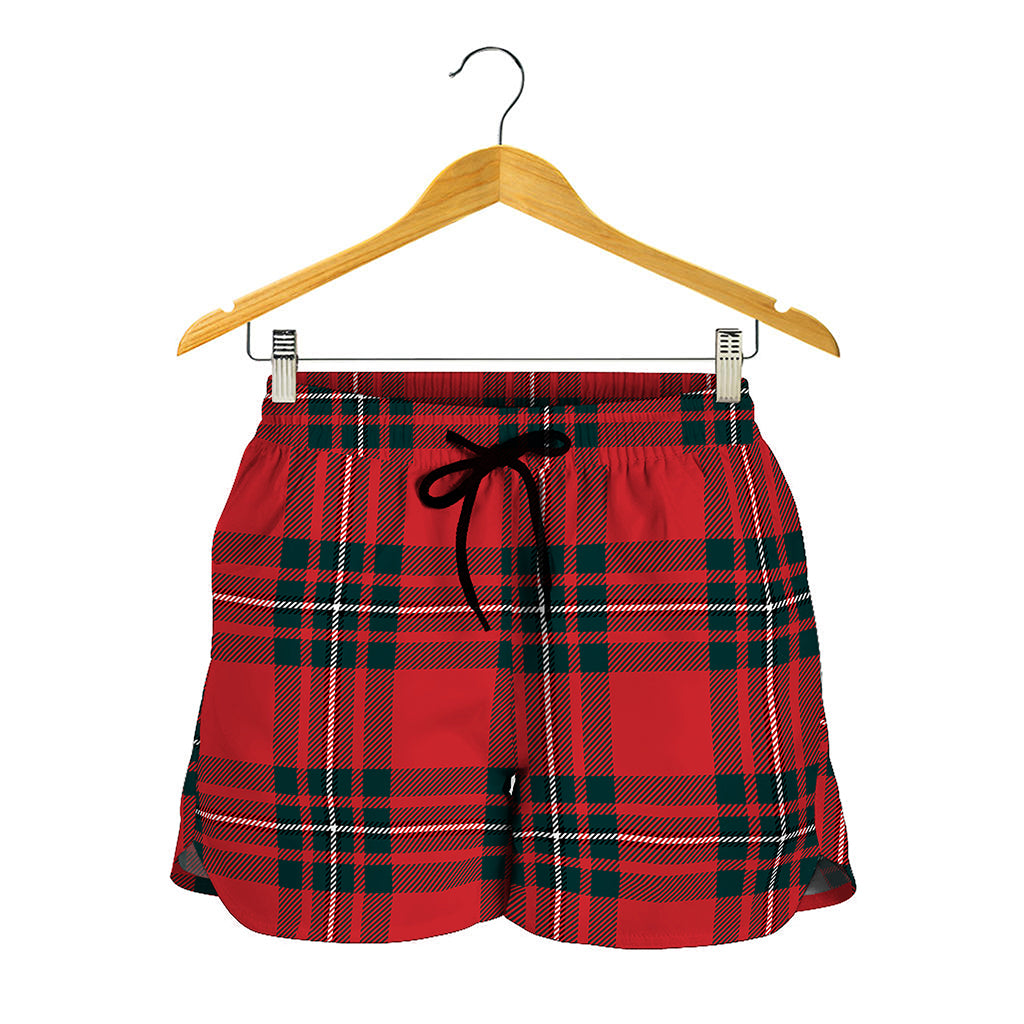 Red Scottish Tartan Pattern Print Women's Shorts