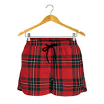 Red Scottish Tartan Pattern Print Women's Shorts