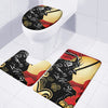 Red Sky And Golden Sun Samurai Print 3 Piece Bath Mat Set