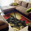 Red Sky And Golden Sun Samurai Print Area Rug