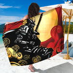 Red Sky And Golden Sun Samurai Print Beach Sarong Wrap