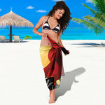Red Sky And Golden Sun Samurai Print Beach Sarong Wrap