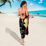 Red Sky And Golden Sun Samurai Print Beach Sarong Wrap
