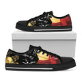 Red Sky And Golden Sun Samurai Print Black Low Top Sneakers