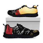 Red Sky And Golden Sun Samurai Print Black Sneakers