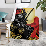 Red Sky And Golden Sun Samurai Print Blanket