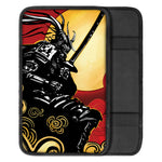 Red Sky And Golden Sun Samurai Print Car Center Console Cover