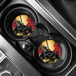 Red Sky And Golden Sun Samurai Print Car Coasters