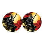 Red Sky And Golden Sun Samurai Print Car Coasters