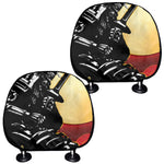 Red Sky And Golden Sun Samurai Print Car Headrest Covers