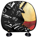 Red Sky And Golden Sun Samurai Print Car Headrest Covers