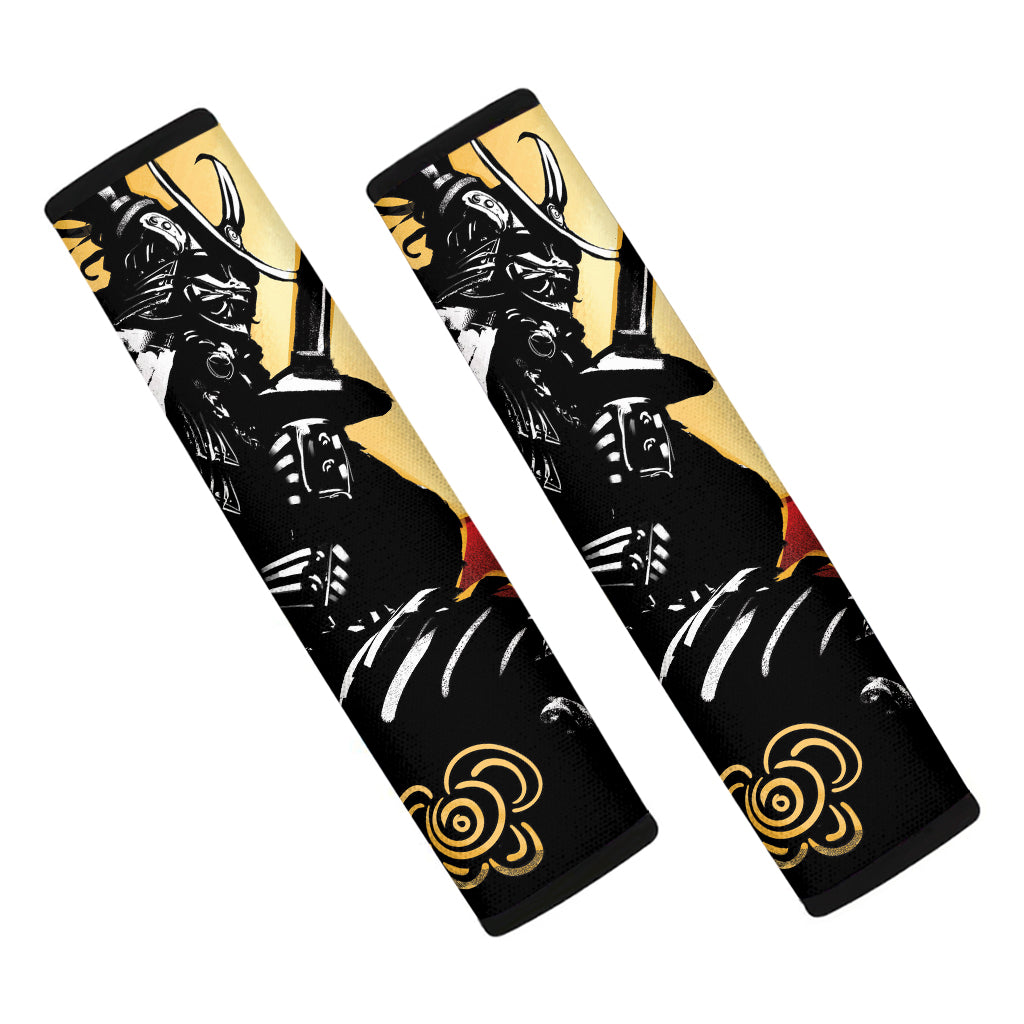 Red Sky And Golden Sun Samurai Print Car Seat Belt Covers