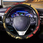 Red Sky And Golden Sun Samurai Print Car Steering Wheel Cover