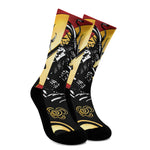 Red Sky And Golden Sun Samurai Print Crew Socks