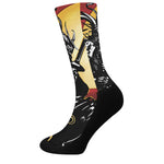 Red Sky And Golden Sun Samurai Print Crew Socks