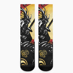 Red Sky And Golden Sun Samurai Print Crew Socks