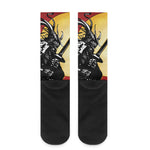 Red Sky And Golden Sun Samurai Print Crew Socks