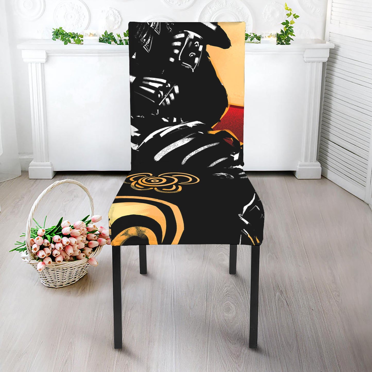 Red Sky And Golden Sun Samurai Print Dining Chair Slipcover