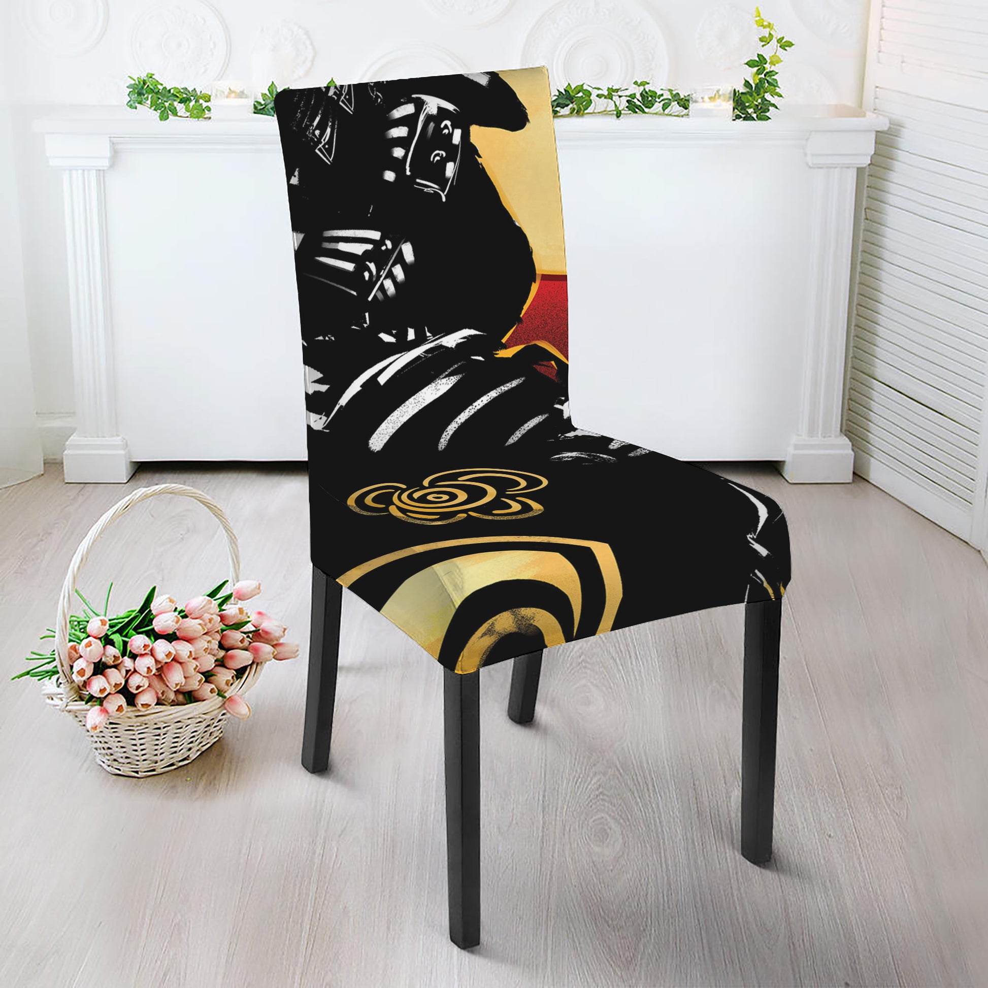 Red Sky And Golden Sun Samurai Print Dining Chair Slipcover