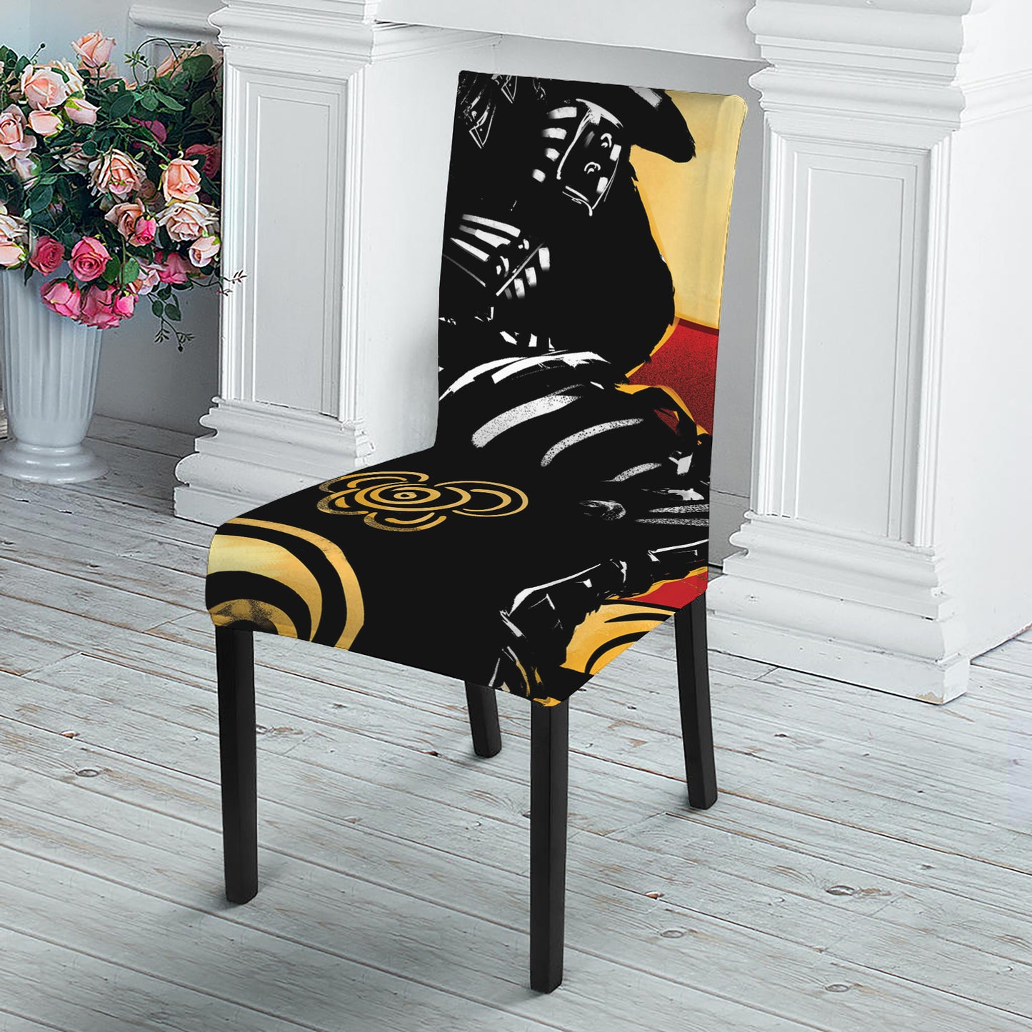Red Sky And Golden Sun Samurai Print Dining Chair Slipcover