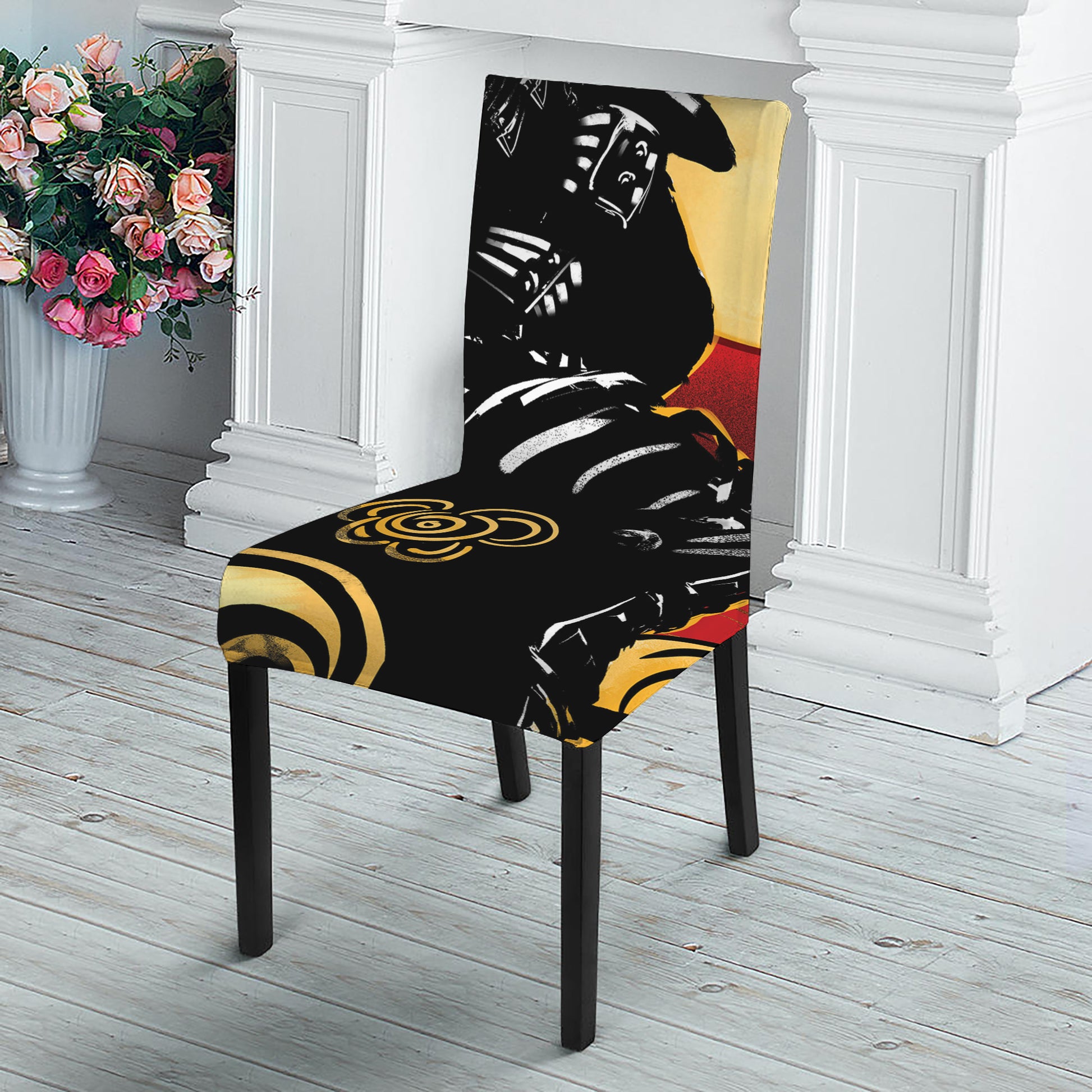 Red Sky And Golden Sun Samurai Print Dining Chair Slipcover