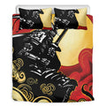 Red Sky And Golden Sun Samurai Print Duvet Cover Bedding Set