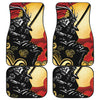 Red Sky And Golden Sun Samurai Print Front and Back Car Floor Mats